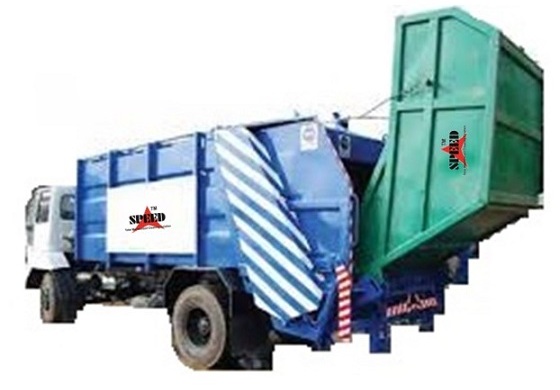 3.5M BIN BEING LIFTED INTO GARBAGE COMPACTOR
